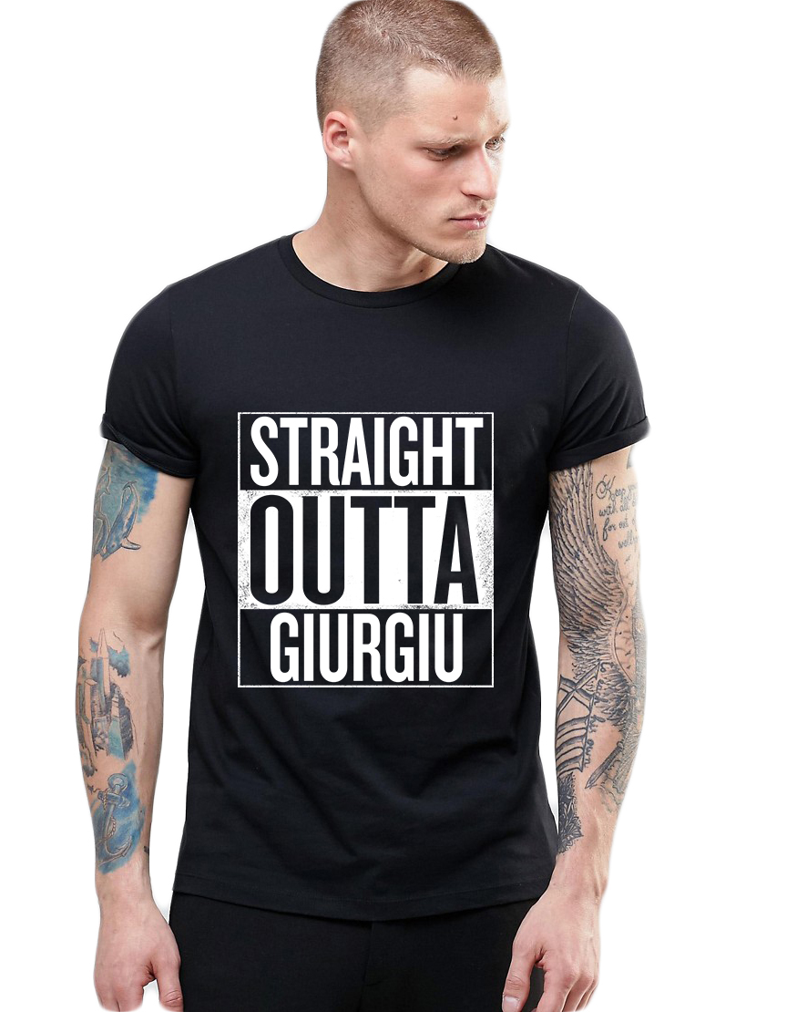Tricou negru barbati - Straight Outta Giurgiu